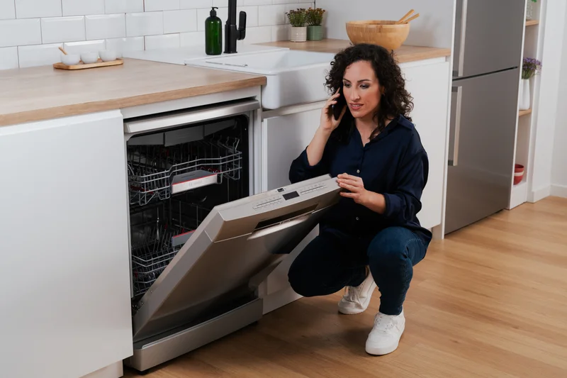 Defekte Spülmaschine mit offener Tür