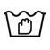 Waschsymbol: Bottich mit Hand